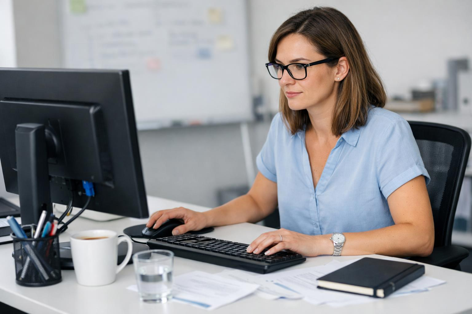 Mitarbeiter an Computer